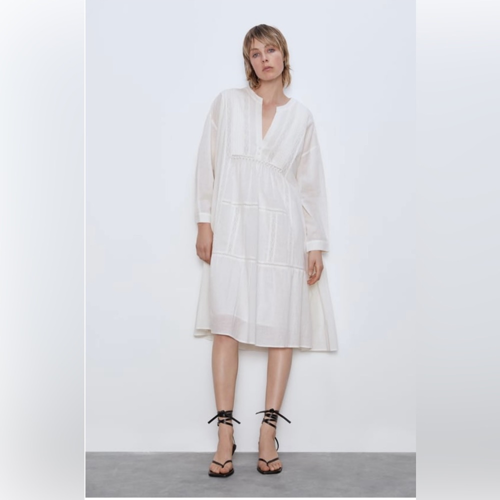 Zara Voluminous Embroidered Dress